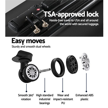 Wanderlite 28 Inch Luggage with TSA Lock Spinner Carry On Hard Shell Travel Suitcase Luggage Case Black LUG-ABS-CLA-28-BK