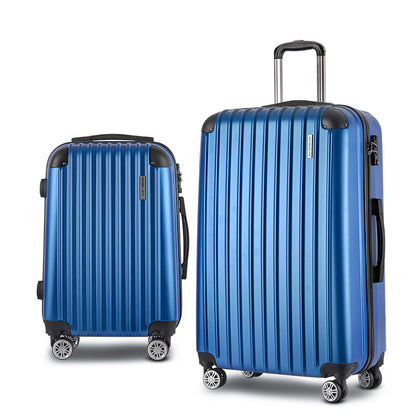 Wanderlite 20-28 Inch Luggage 2Set with TSA Lock Spinner Carry On Hard Shell Travel Suitcase Luggage Case Blue LUG-ABS-CLA-2SET-BU