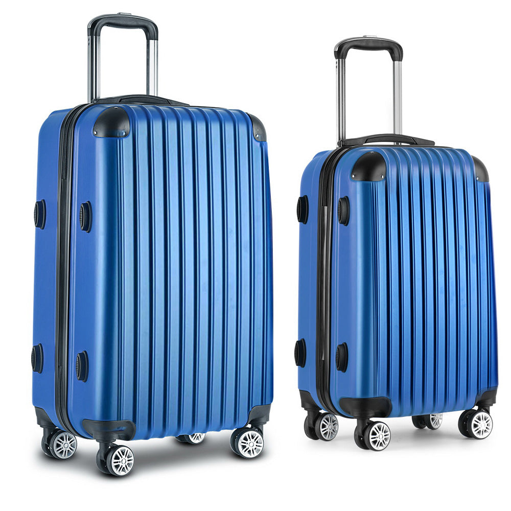 Wanderlite 20-28 Inch Luggage 2Set with TSA Lock Spinner Carry On Hard Shell Travel Suitcase Luggage Case Blue LUG-ABS-CLA-2SET-BU