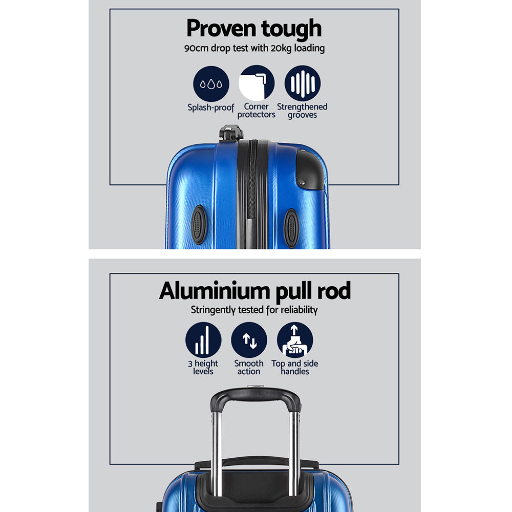 Wanderlite 20-28 Inch Luggage 2Set with TSA Lock Spinner Carry On Hard Shell Travel Suitcase Luggage Case Blue LUG-ABS-CLA-2SET-BU