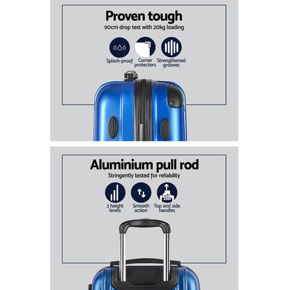 Wanderlite 20-28 Inch Luggage 2Set with TSA Lock Spinner Carry On Hard Shell Travel Suitcase Luggage Case Blue LUG-ABS-CLA-2SET-BU