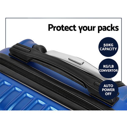 Wanderlite 20-28 Inch Luggage 2Set with TSA Lock Spinner Carry On Hard Shell Travel Suitcase Luggage Case Blue LUG-ABS-CLA-2SET-BU
