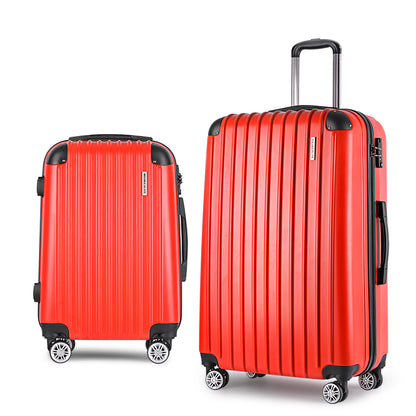 Wanderlite 20-28 Inch Luggage 2Set with TSA Lock Spinner Carry On Hard Shell Travel Suitcase Luggage Case Red LUG-ABS-CLA-2SET-RE