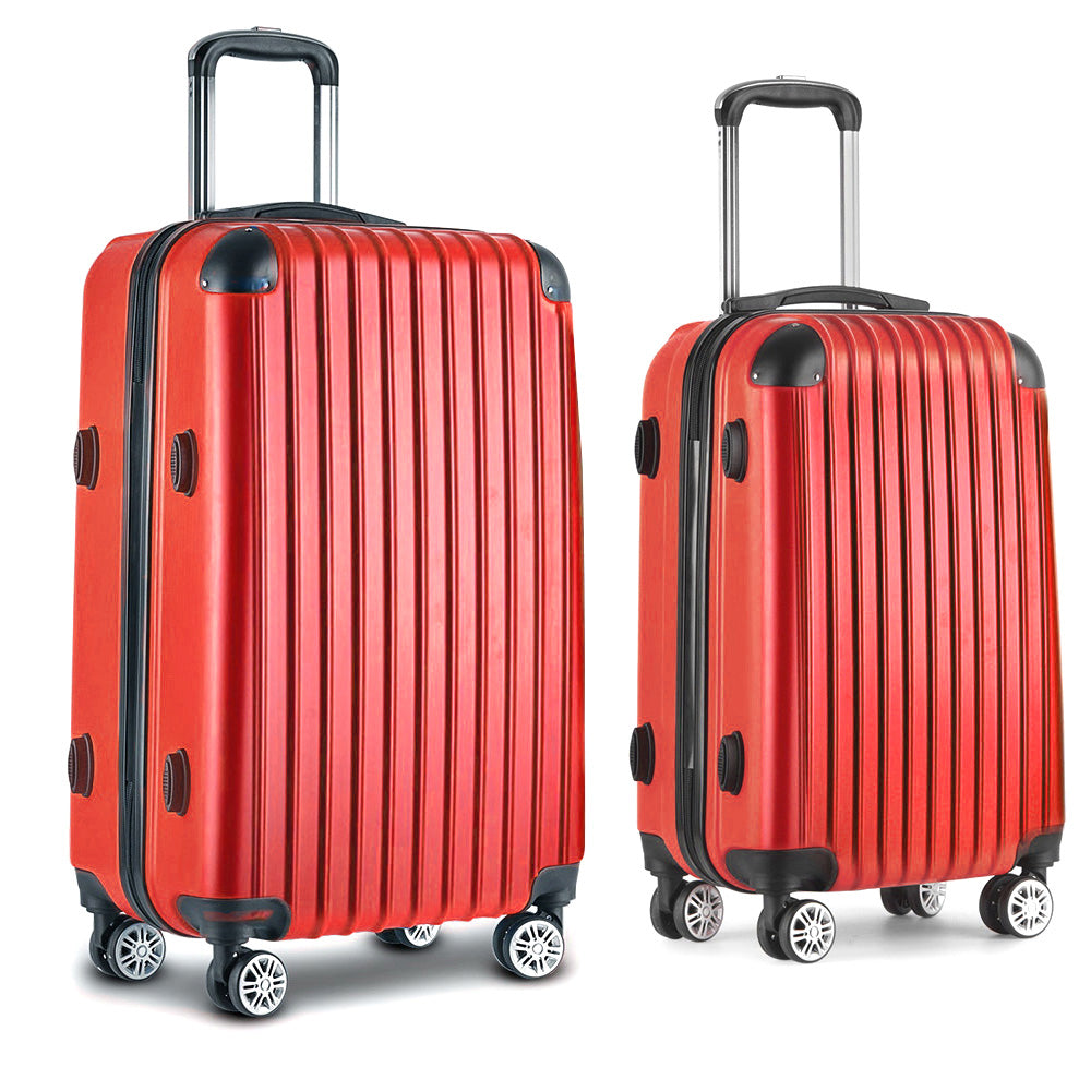 Wanderlite 20-28 Inch Luggage 2Set with TSA Lock Spinner Carry On Hard Shell Travel Suitcase Luggage Case Red LUG-ABS-CLA-2SET-RE