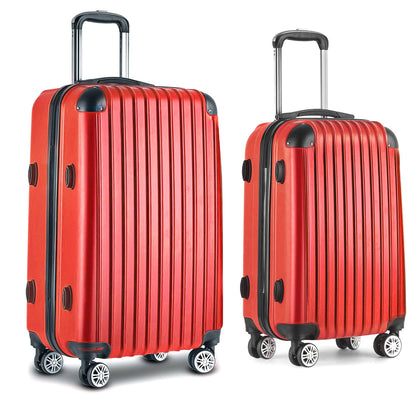 Wanderlite 20-28 Inch Luggage 2Set with TSA Lock Spinner Carry On Hard Shell Travel Suitcase Luggage Case Red LUG-ABS-CLA-2SET-RE