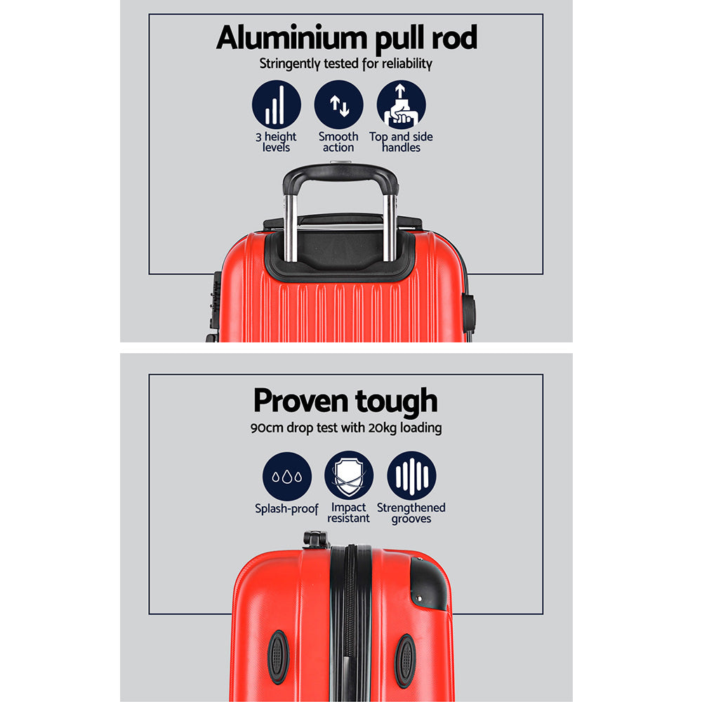 Wanderlite 20-28 Inch Luggage 2Set with TSA Lock Spinner Carry On Hard Shell Travel Suitcase Luggage Case Red LUG-ABS-CLA-2SET-RE