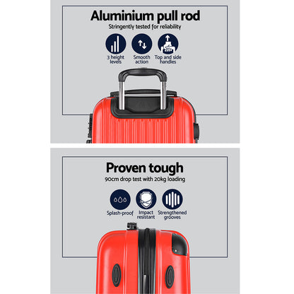 Wanderlite 20-28 Inch Luggage 2Set with TSA Lock Spinner Carry On Hard Shell Travel Suitcase Luggage Case Red LUG-ABS-CLA-2SET-RE