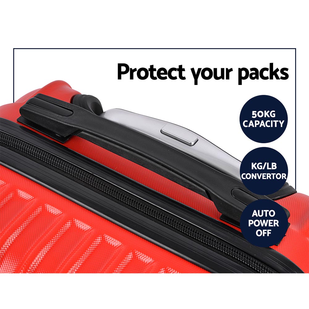Wanderlite 20-28 Inch Luggage 2Set with TSA Lock Spinner Carry On Hard Shell Travel Suitcase Luggage Case Red LUG-ABS-CLA-2SET-RE
