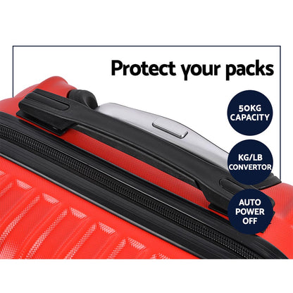 Wanderlite 20-28 Inch Luggage 2Set with TSA Lock Spinner Carry On Hard Shell Travel Suitcase Luggage Case Red LUG-ABS-CLA-2SET-RE