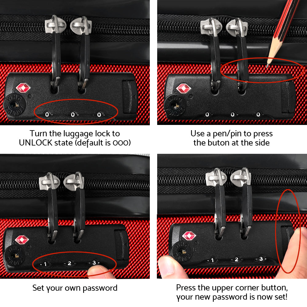 Wanderlite 20-28 Inch Luggage 2Set with TSA Lock Spinner Carry On Hard Shell Travel Suitcase Luggage Case Red LUG-ABS-CLA-2SET-RE