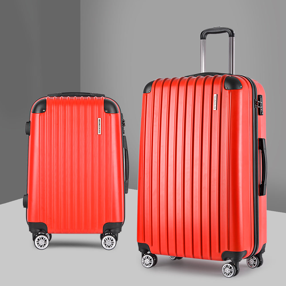 Wanderlite 20-28 Inch Luggage 2Set with TSA Lock Spinner Carry On Hard Shell Travel Suitcase Luggage Case Red LUG-ABS-CLA-2SET-RE