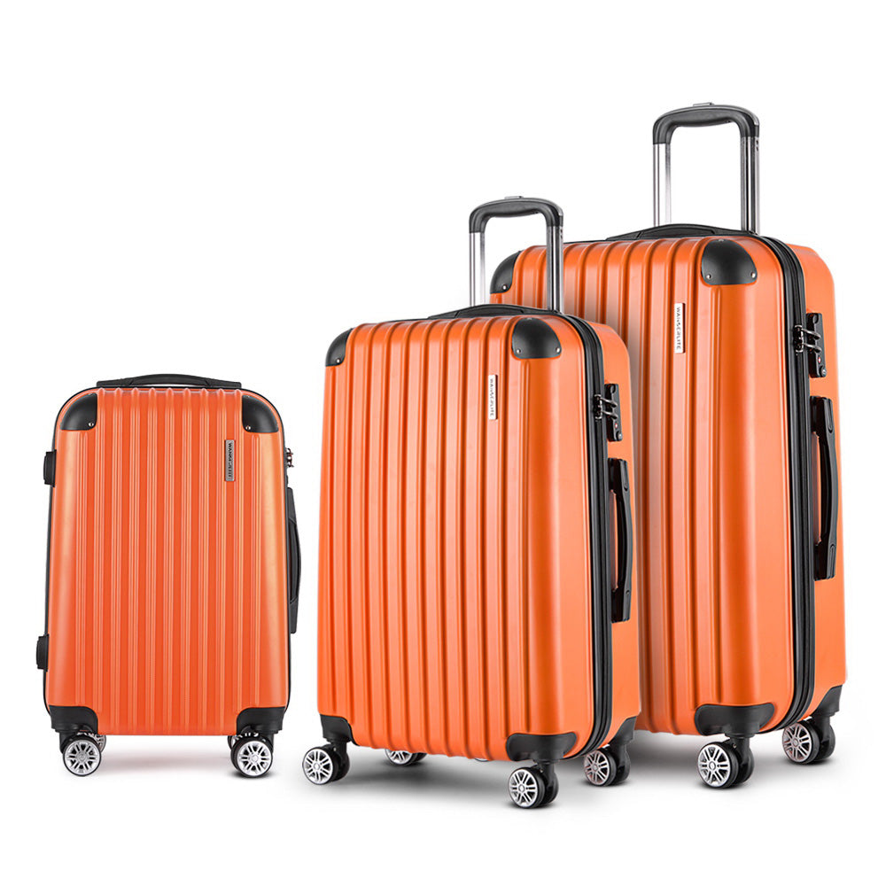 Wanderlite 20-24-28 Inch Luggage 3Set with TSA Lock Spinner Carry On Hard Shell Travel Suitcase Luggage Case LUG-ABS-CLA-3SET-OR