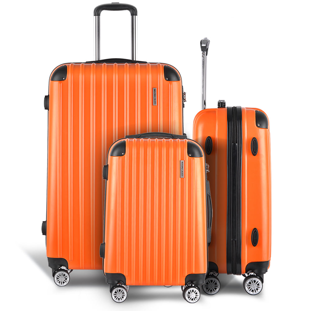 Wanderlite 20-24-28 Inch Luggage 3Set with TSA Lock Spinner Carry On Hard Shell Travel Suitcase Luggage Case LUG-ABS-CLA-3SET-OR