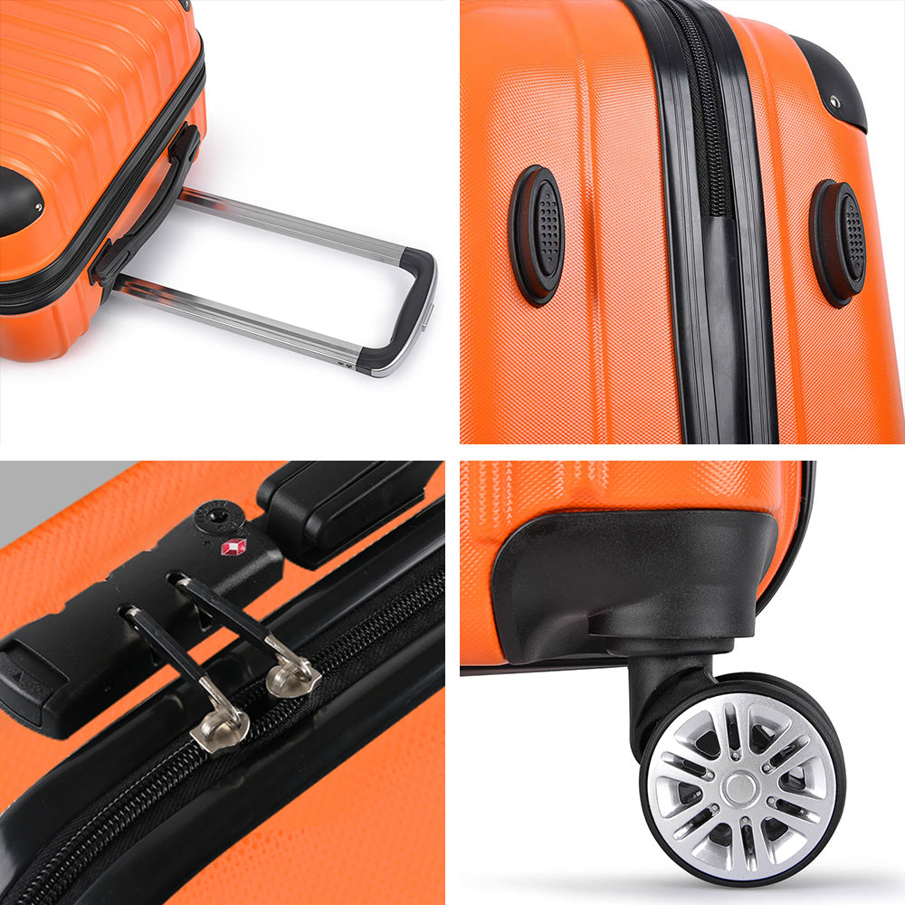 Wanderlite 20-24-28 Inch Luggage 3Set with TSA Lock Spinner Carry On Hard Shell Travel Suitcase Luggage Case LUG-ABS-CLA-3SET-OR