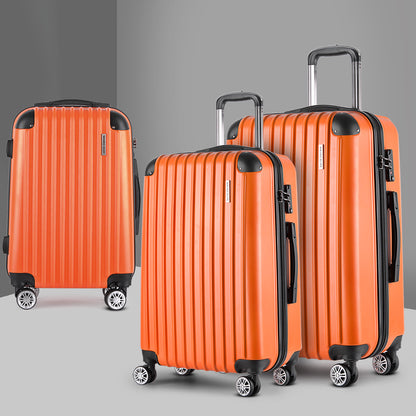 Wanderlite 20-24-28 Inch Luggage 3Set with TSA Lock Spinner Carry On Hard Shell Travel Suitcase Luggage Case LUG-ABS-CLA-3SET-OR