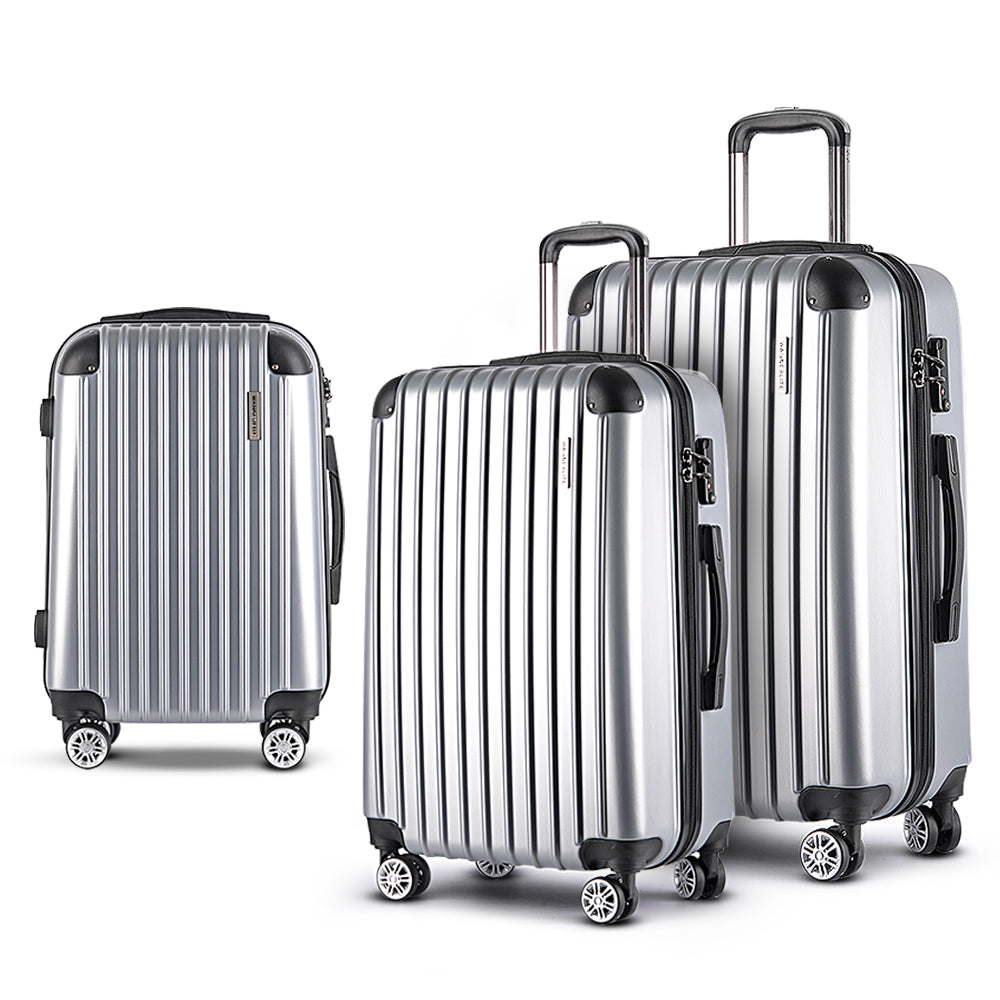 Wanderlite 20-24-28 Inch Luggage 3Set with TSA Lock Spinner Carry On Hard Shell Travel Suitcase Luggage Case LUG-ABS-CLA-3SET-SV