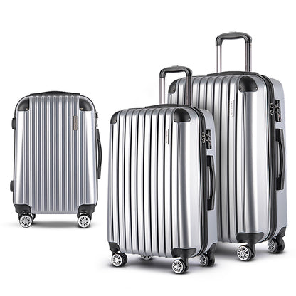 Wanderlite 20-24-28 Inch Luggage 3Set with TSA Lock Spinner Carry On Hard Shell Travel Suitcase Luggage Case LUG-ABS-CLA-3SET-SV