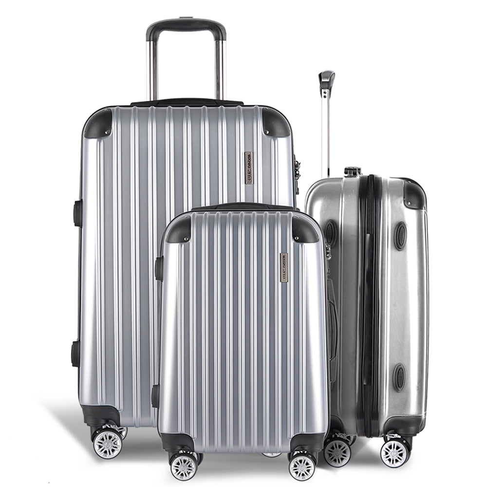 Wanderlite 20-24-28 Inch Luggage 3Set with TSA Lock Spinner Carry On Hard Shell Travel Suitcase Luggage Case LUG-ABS-CLA-3SET-SV