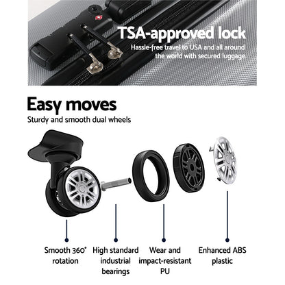 Wanderlite 20-24-28 Inch Luggage 3Set with TSA Lock Spinner Carry On Hard Shell Travel Suitcase Luggage Case LUG-ABS-CLA-3SET-SV