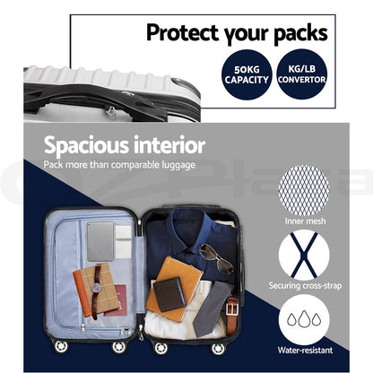 Wanderlite 20-24-28 Inch Luggage 3Set with TSA Lock Spinner Carry On Hard Shell Travel Suitcase Luggage Case LUG-ABS-CLA-3SET-SV