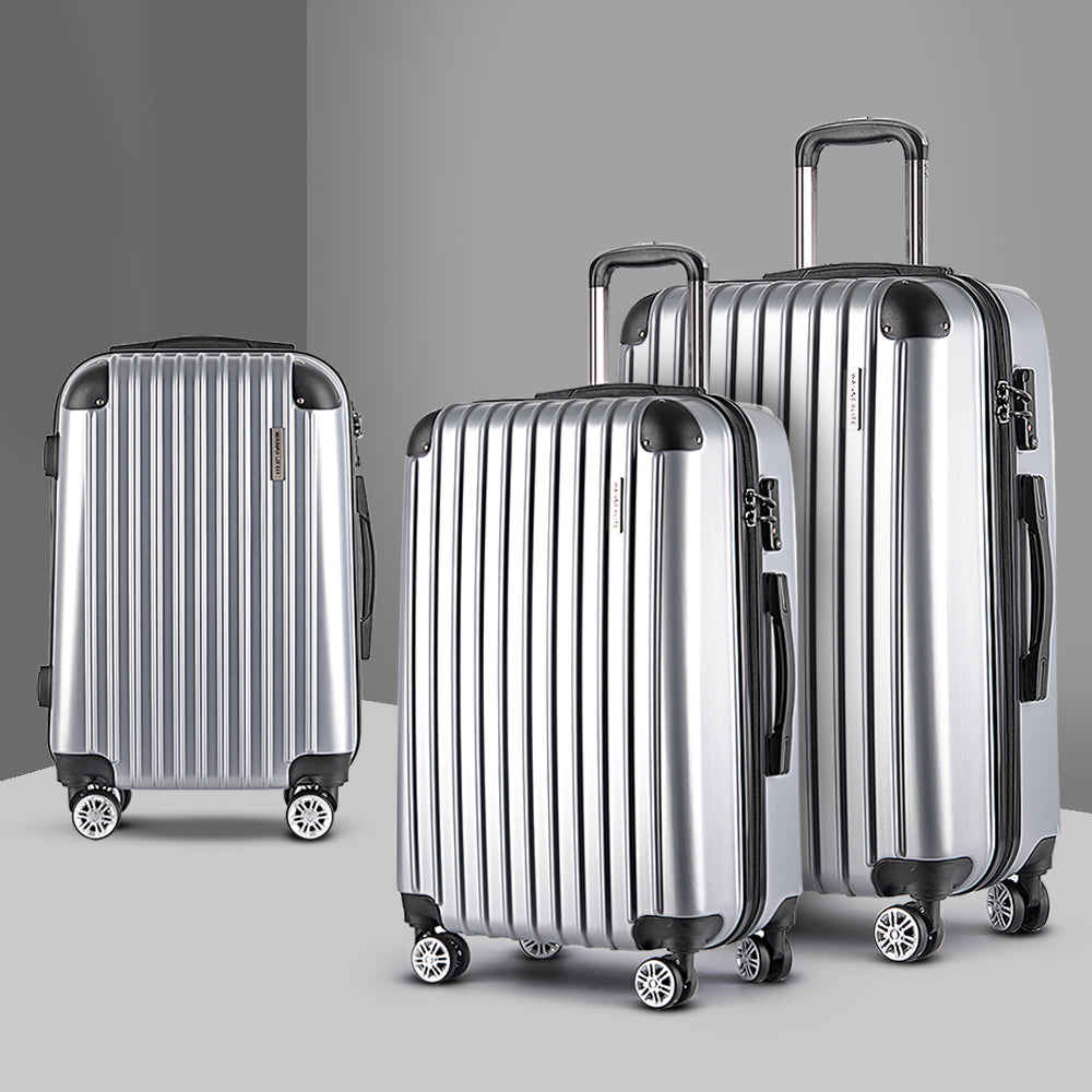 Wanderlite 20-24-28 Inch Luggage 3Set with TSA Lock Spinner Carry On Hard Shell Travel Suitcase Luggage Case LUG-ABS-CLA-3SET-SV