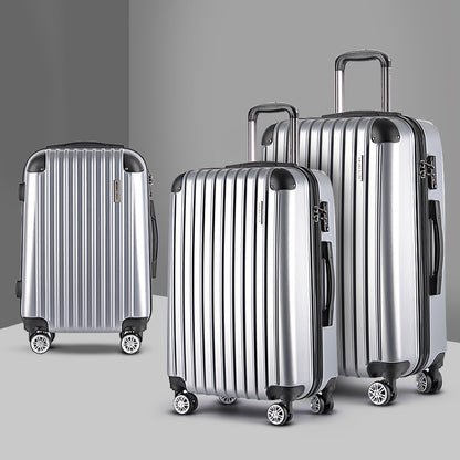 Wanderlite 20-24-28 Inch Luggage 3Set with TSA Lock Spinner Carry On Hard Shell Travel Suitcase Luggage Case LUG-ABS-CLA-3SET-SV