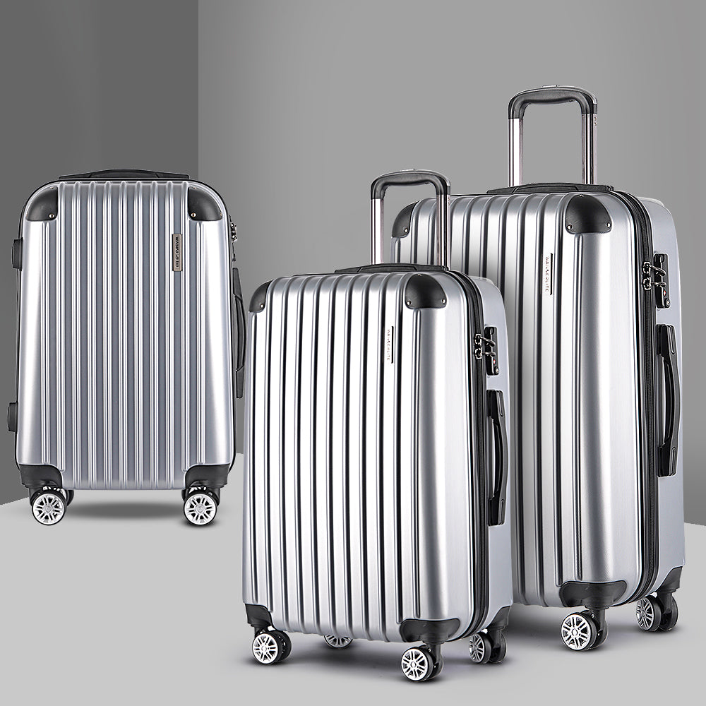 Wanderlite 20-24-28 Inch Luggage 3Set with TSA Lock Spinner Carry On Hard Shell Travel Suitcase Luggage Case LUG-ABS-CLA-3SET-SV
