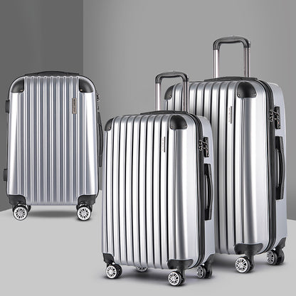 Wanderlite 20-24-28 Inch Luggage 3Set with TSA Lock Spinner Carry On Hard Shell Travel Suitcase Luggage Case LUG-ABS-CLA-3SET-SV