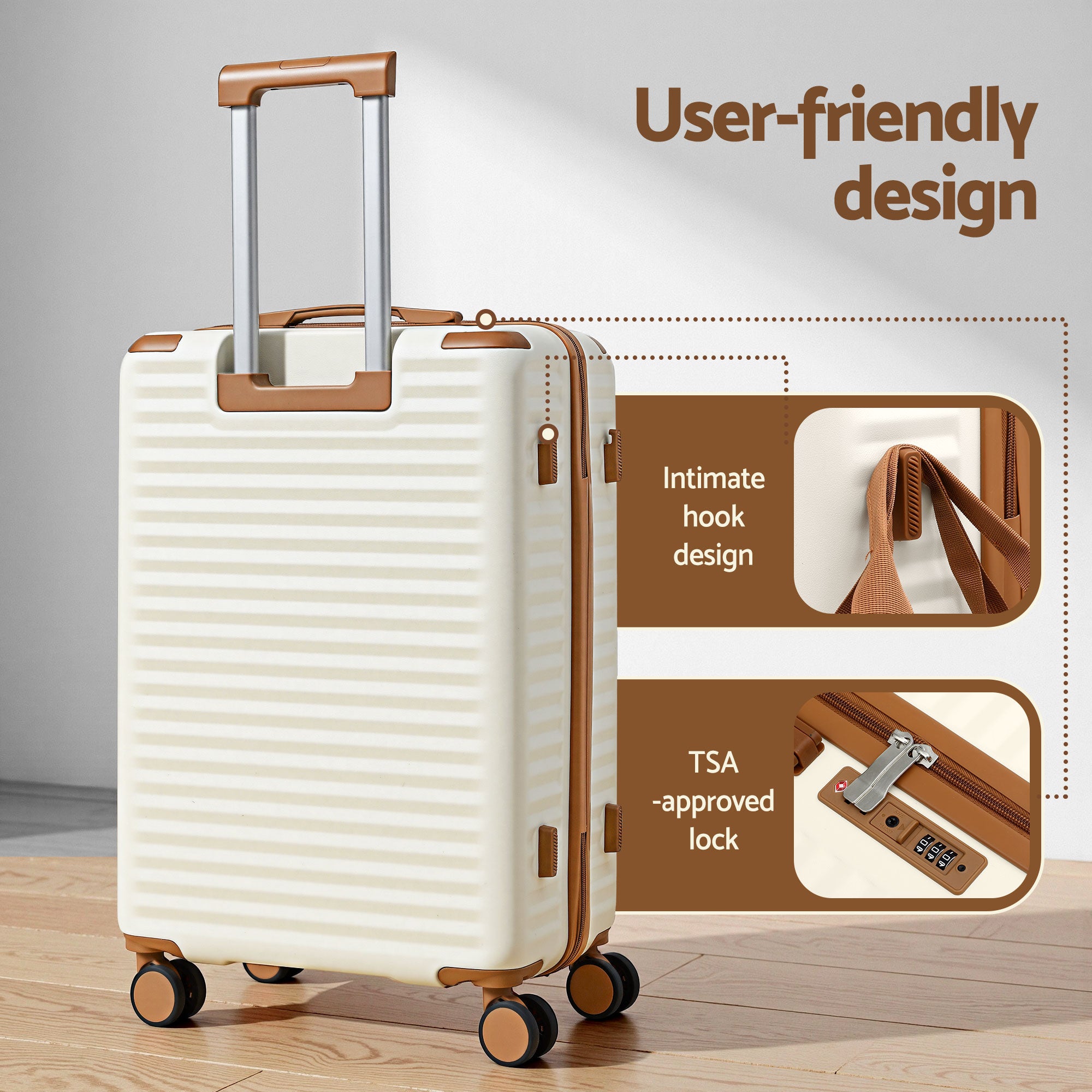 Wanderlite 5pcs Luggage Suitcase Set Trolley Travel TSA Lightweight Hard Case LUG-ABS-DB-5SET-WHBR