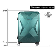 Wanderlite 28-inch Luggage Set with TSA LockABS Hard Shell Travel Suitcase Organiser Luggage Case Atrovirens LUG-ABS-DM-28-AR