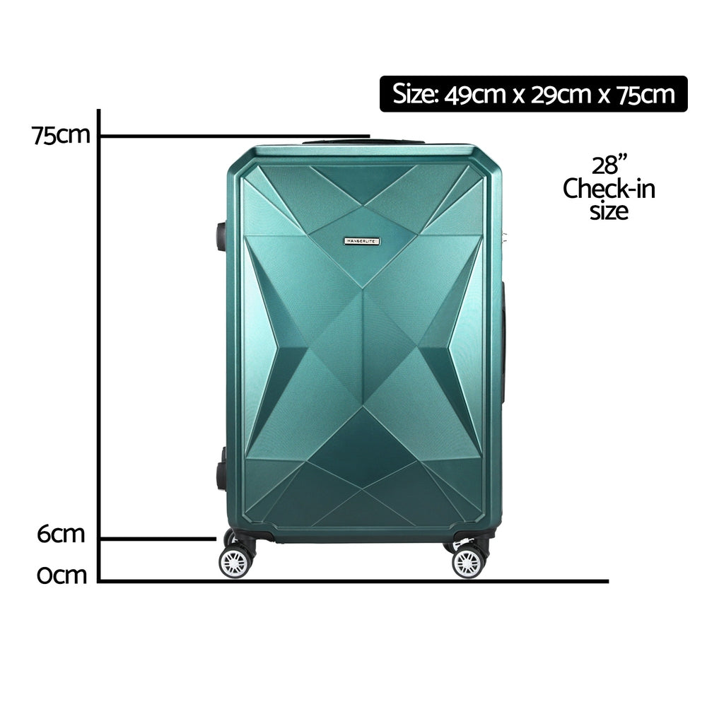 Wanderlite 28-inch Luggage Set with TSA LockABS Hard Shell Travel Suitcase Organiser Luggage Case Atrovirens LUG-ABS-DM-28-AR