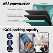 Wanderlite 28-inch Luggage Set with TSA LockABS Hard Shell Travel Suitcase Organiser Luggage Case Atrovirens LUG-ABS-DM-28-AR