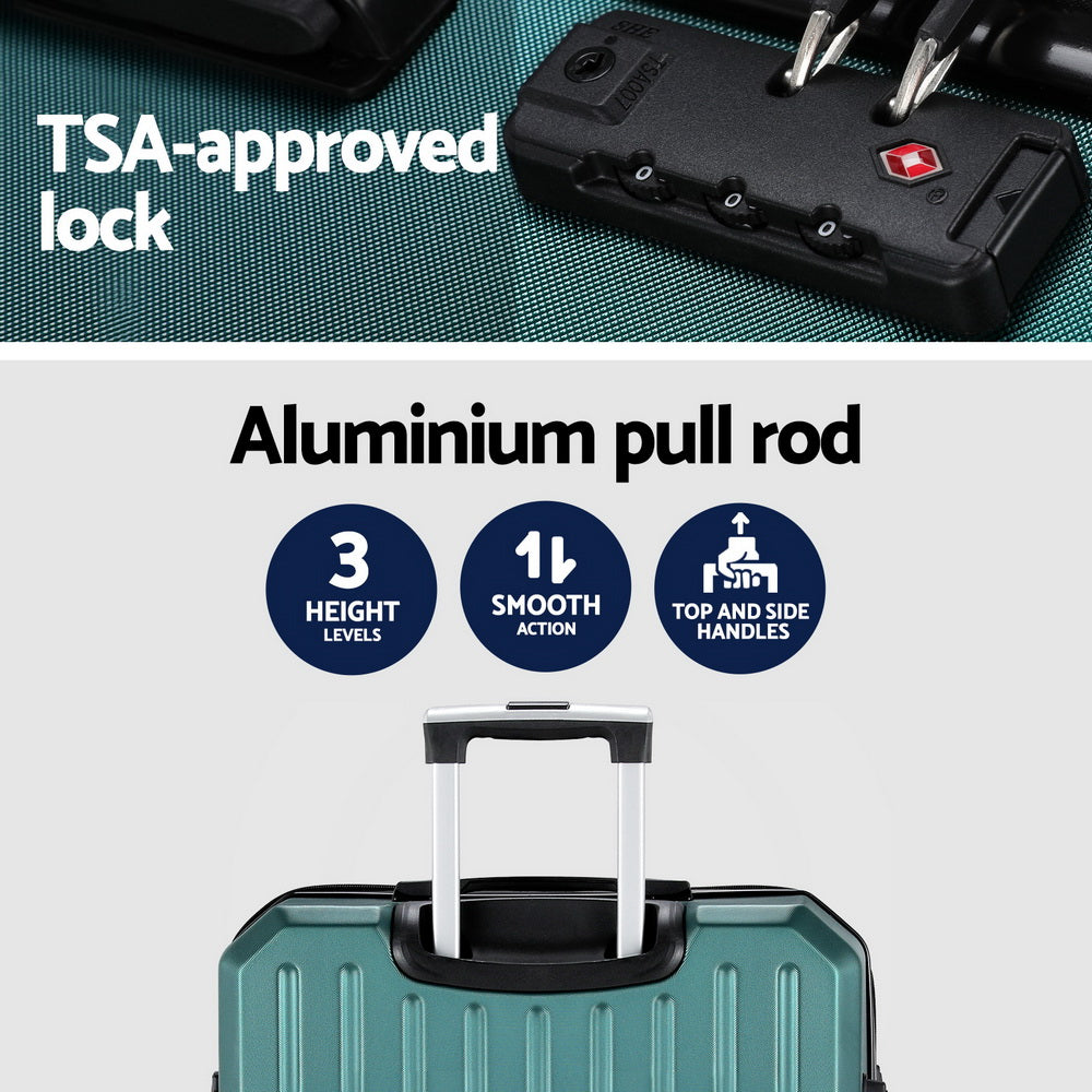 Wanderlite 28-inch Luggage Set with TSA LockABS Hard Shell Travel Suitcase Organiser Luggage Case Atrovirens LUG-ABS-DM-28-AR