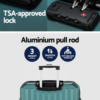Wanderlite 28-inch Luggage Set with TSA LockABS Hard Shell Travel Suitcase Organiser Luggage Case Atrovirens LUG-ABS-DM-28-AR