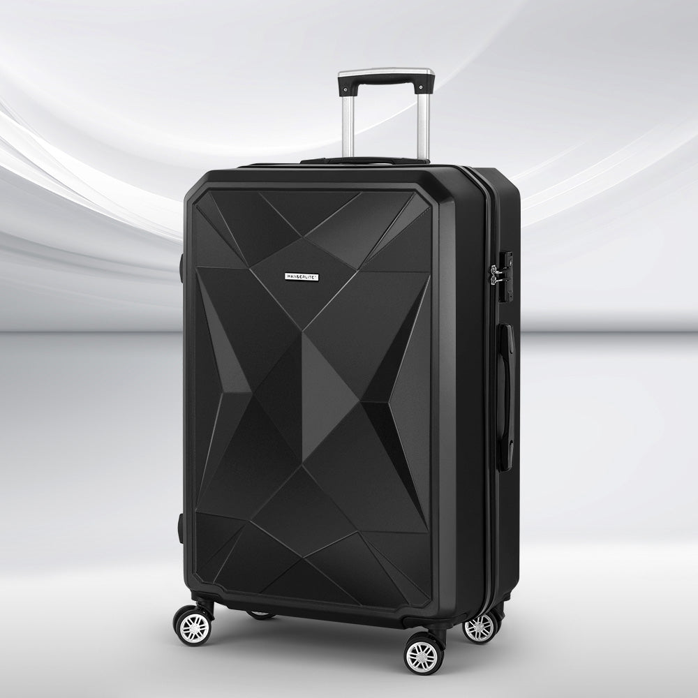 Wanderlite 28-inch Luggage Set with TSA LockABS Hard Shell Travel Suitcase Organiser Luggage Case Black LUG-ABS-DM-28-BK