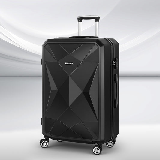 Wanderlite 28-inch Luggage Set with TSA LockABS Hard Shell Travel Suitcase Organiser Luggage Case Black LUG-ABS-DM-28-BK