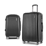Wanderlite 20in 28in Luggage 2Set with Zipper Lock Carry On Hard Shell Travel Suitcase Luggage Case Black LUG-ABS-ECO-2SET-BK