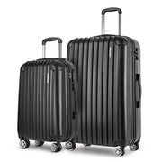 Wanderlite 20in 28in Luggage 2Set with Zipper Lock Carry On Hard Shell Travel Suitcase Luggage Case Black LUG-ABS-ECO-2SET-BK