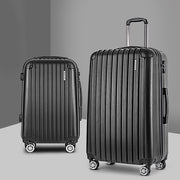Wanderlite 20in 28in Luggage 2Set with Zipper Lock Carry On Hard Shell Travel Suitcase Luggage Case Black LUG-ABS-ECO-2SET-BK