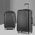 Wanderlite 20in 28in Luggage 2Set with Zipper Lock Carry On Hard Shell Travel Suitcase Luggage Case Black LUG-ABS-ECO-2SET-BK
