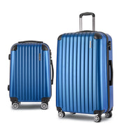 Wanderlite 2 Set Luggage 20-28 Inch with Zipper Lock Carry On Hard Shell Travel Suitcase Luggage Case Blue LUG-ABS-ECO-2SET-BU