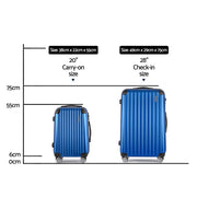 Wanderlite 2 Set Luggage 20-28 Inch with Zipper Lock Carry On Hard Shell Travel Suitcase Luggage Case Blue LUG-ABS-ECO-2SET-BU
