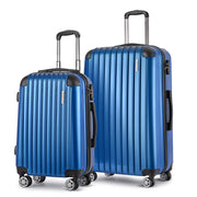 Wanderlite 2 Set Luggage 20-28 Inch with Zipper Lock Carry On Hard Shell Travel Suitcase Luggage Case Blue LUG-ABS-ECO-2SET-BU