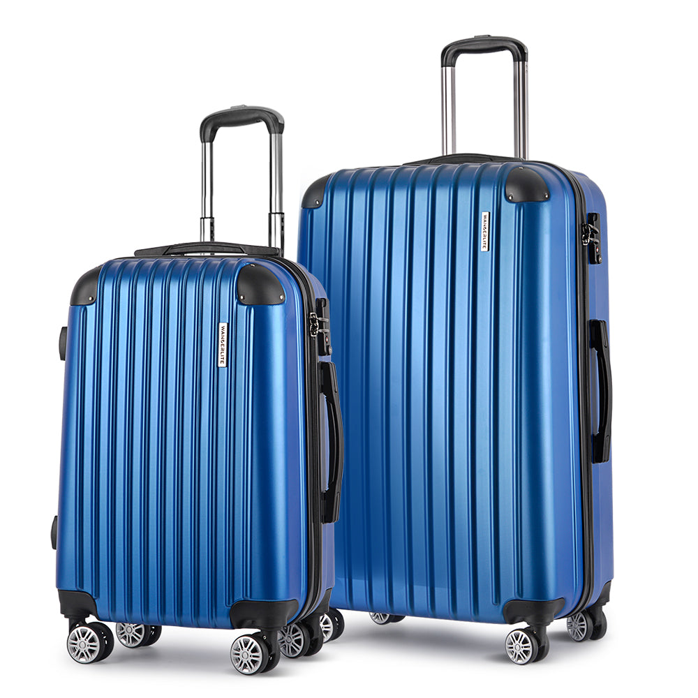 Wanderlite 2 Set Luggage 20-28 Inch with Zipper Lock Carry On Hard Shell Travel Suitcase Luggage Case Blue LUG-ABS-ECO-2SET-BU