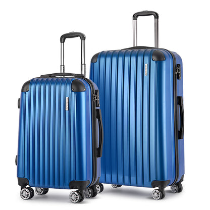 Wanderlite 2 Set Luggage 20-28 Inch with Zipper Lock Carry On Hard Shell Travel Suitcase Luggage Case Blue LUG-ABS-ECO-2SET-BU