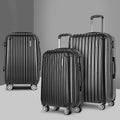 Wanderlite 3 Set Luggage 20-24-28 Inch with Zipper Lock Carry On Hard Shell Travel Suitcase Luggage Case Black LUG-ABS-ECO-3SET-BK