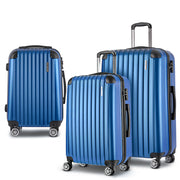 Wanderlite 3 Set Luggage 20-24-28 Inch with Zipper Lock Carry On Hard Shell Travel Suitcase Luggage Case Blue LUG-ABS-ECO-3SET-BU