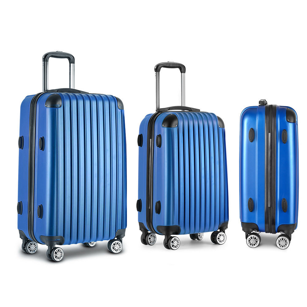 Wanderlite 3 Set Luggage 20-24-28 Inch with Zipper Lock Carry On Hard Shell Travel Suitcase Luggage Case Blue LUG-ABS-ECO-3SET-BU