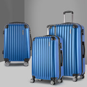 Wanderlite 3 Set Luggage 20-24-28 Inch with Zipper Lock Carry On Hard Shell Travel Suitcase Luggage Case Blue LUG-ABS-ECO-3SET-BU