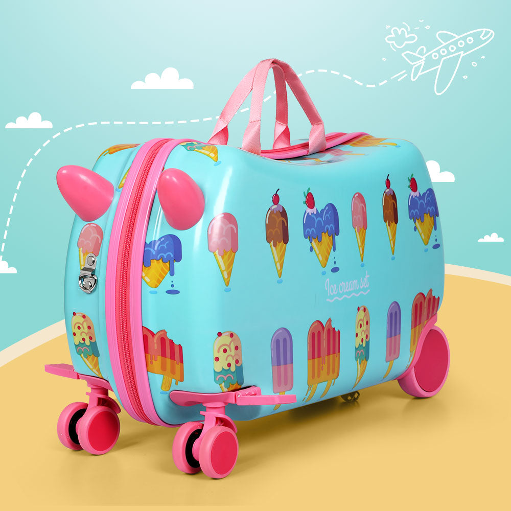 Wanderlite 17" Kids Ride On Luggage Children Suitcase Trolley Travel Ice Cream LUG-ABS-KIDS-ICE